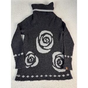 Neve Sweater‎ Tunic Womens XL Gray Alpaca Wool Turtleneck Long Sleeve Rose Knit